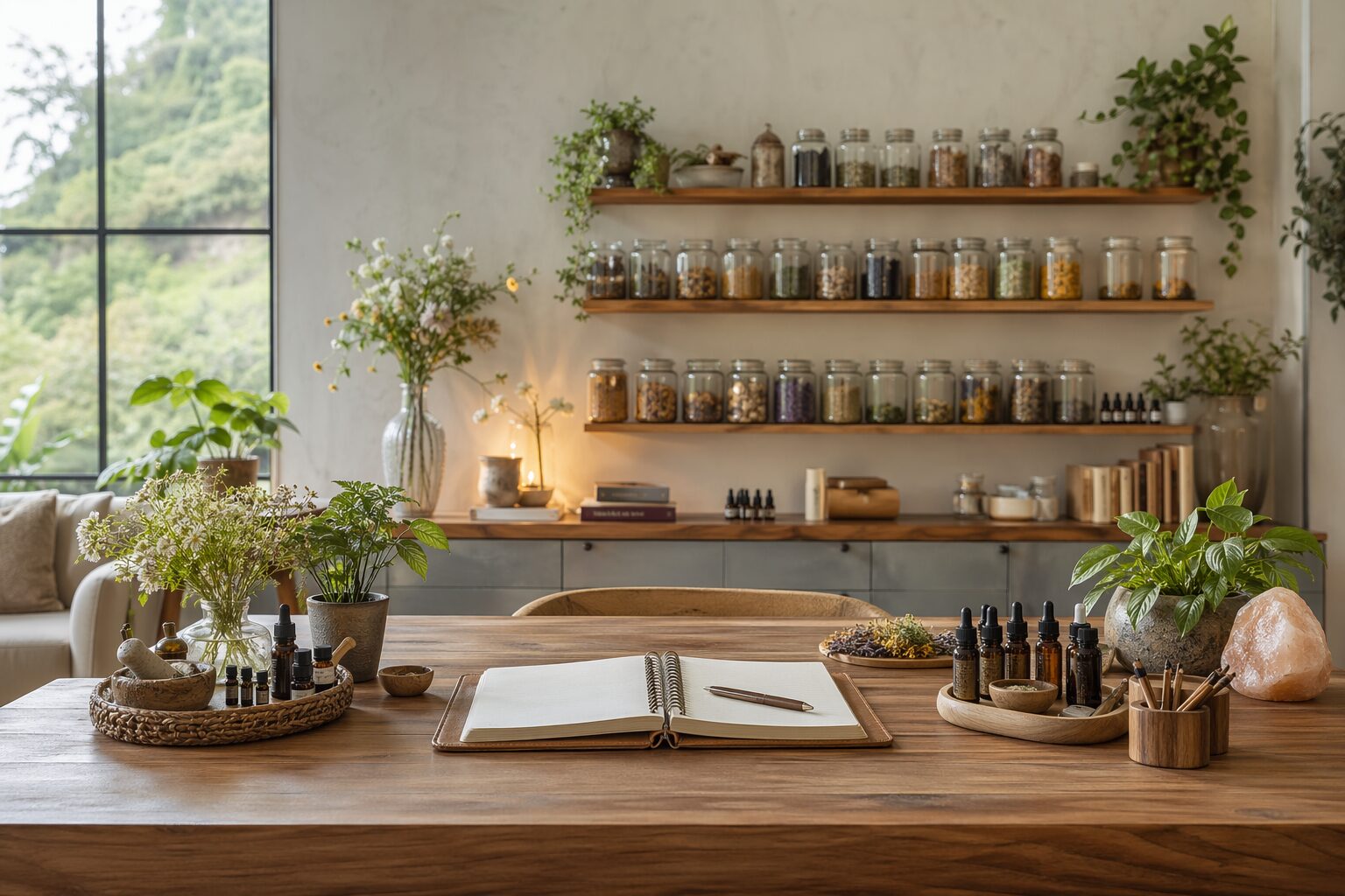 Espace de consultation lumineux pour une activité de naturopathe en micro-entreprise.