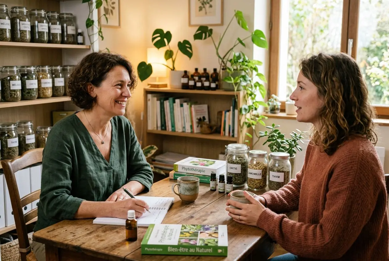 Praticien naturopathe en séance avec client