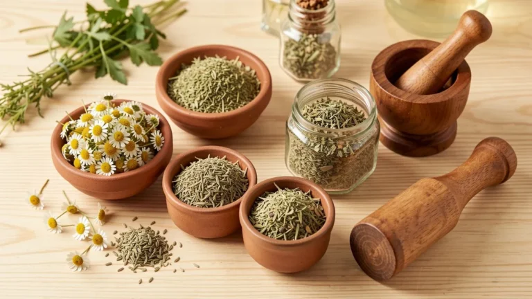 Pots et bols de plantes séchées pour la phytothérapie chien chat, façon apothicaire