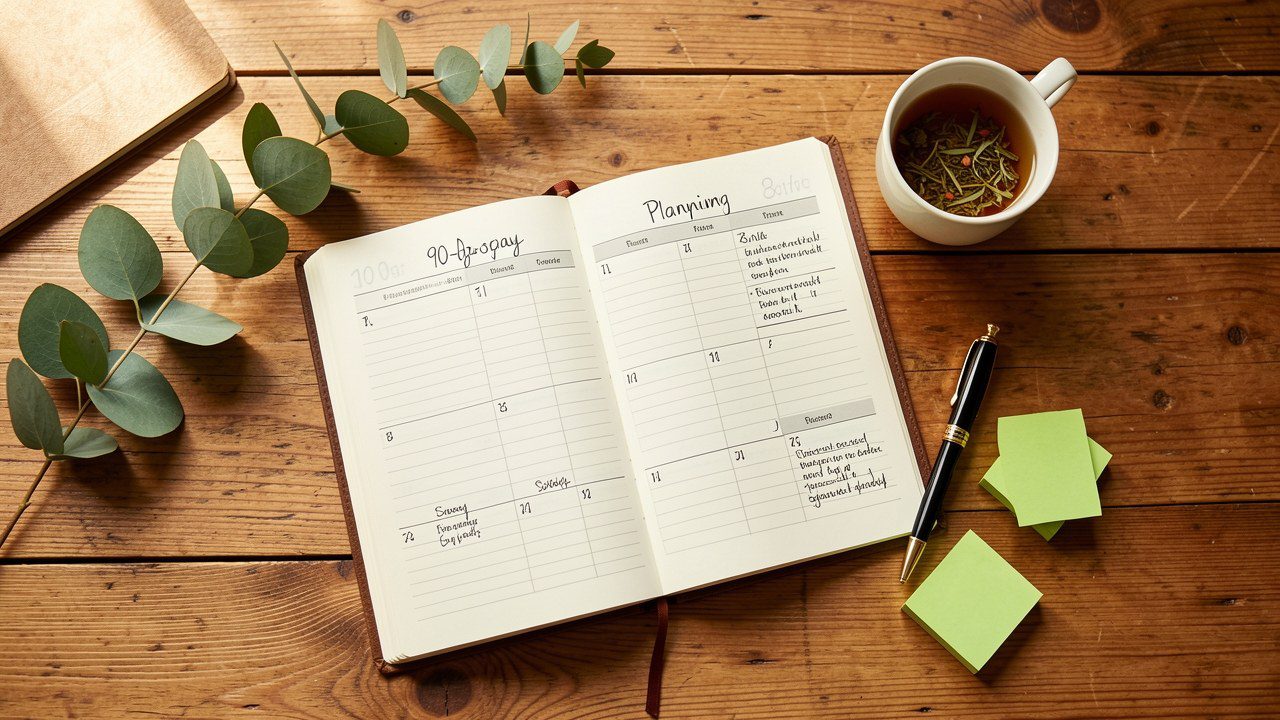 Planner de plan d'action 90 jours pour lancer son activité de naturopathe
