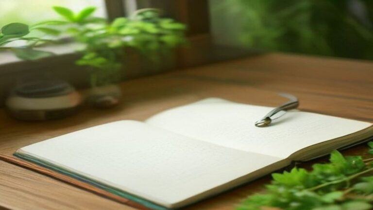 Carnet ouvert et plantes fraiches sur un bureau, illustrant l approche physiologique en naturopathie fonctionnelle
